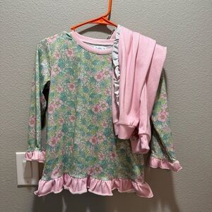Mint Green and Light Pink Pajama Set with Floral Print